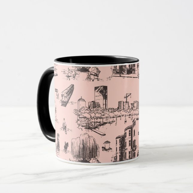 Caneca Boston Toile Black and Pink (Frente Esquerda)