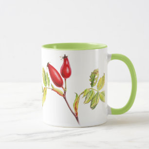 Caneca botânica do verde da arte do Hawthorn & do