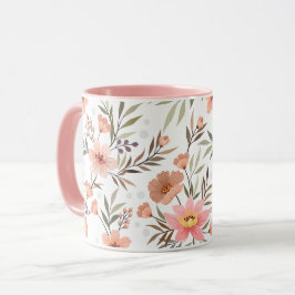 Caneca Botânica Floral Rosa Pêssego