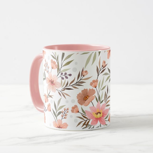Caneca Botânica Floral Rosa Pêssego (Frente Esquerda)