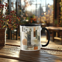 Caneca Botânica Minimalista - Abstrato Terroso Personaliz