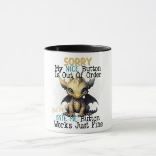 Caneca Botão Engraçado Sarcástico Bonito