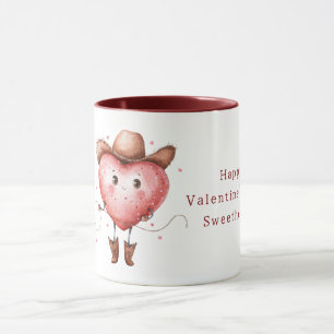 Caneca Botas de Coração de Chapéu de Vaqueira Dia dos Nam