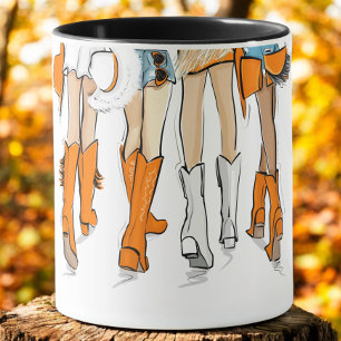 Caneca Botas de Cowboy Laranja Personalizadas para Mulher