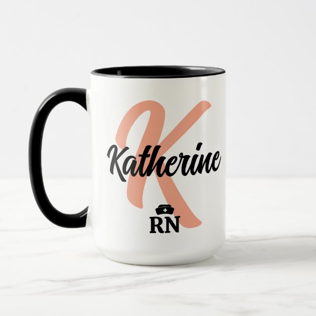 Caneca Botões e pinos de enfermeiro personalizados | Enfe (Esquerda)