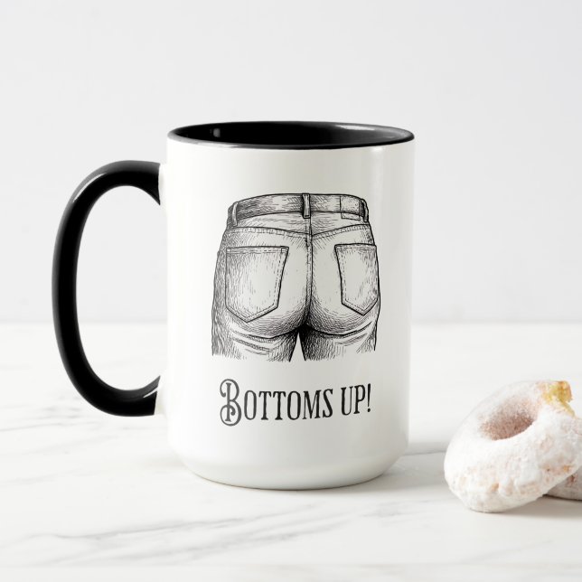Caneca Bottoms Up! Funny White Elephant Gift Christmas (Com Donut)