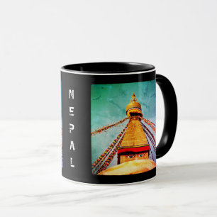 Caneca Boudhanath Stupa, Olhos Buda, Catmandu, Nepal