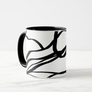 Caneca Bouquet Branco: Abstrato Preto e Branco