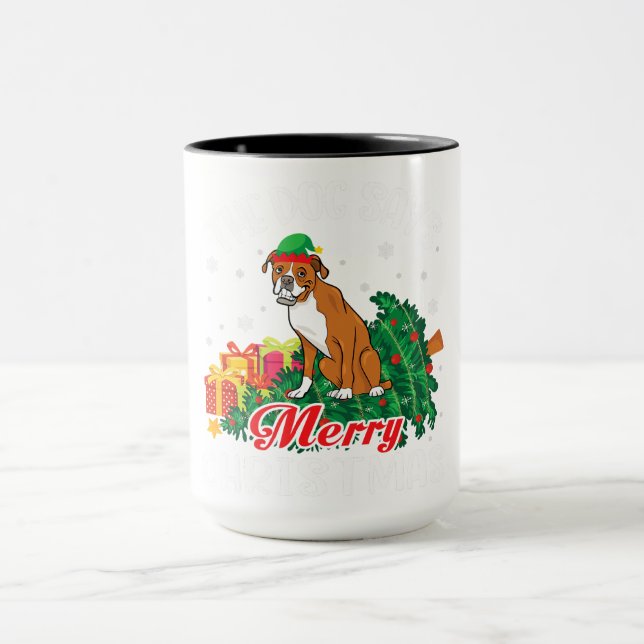 Caneca Boxer Dog Diz Feliz Jogo de Natal Dom (Centro)