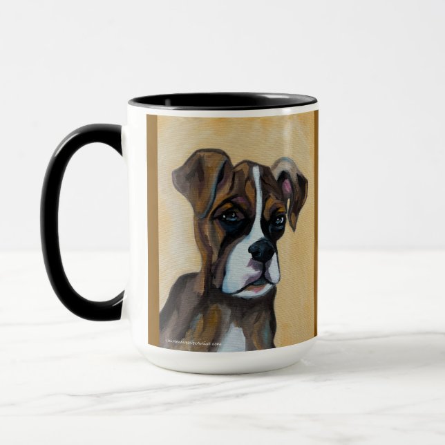 Caneca Boxer Pup | Mug de dois tons, 15 oz (Esquerda)