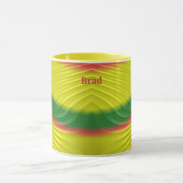 Caneca BRAD ~ BRILHO Verde Amarelo Verde Verde Fractal ~