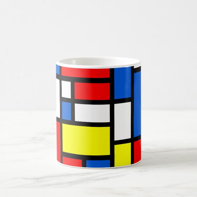 Caneca branca azul vermelha amarela de Mondrian (Centro)