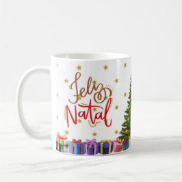 Caneca branca brilhante-Natal