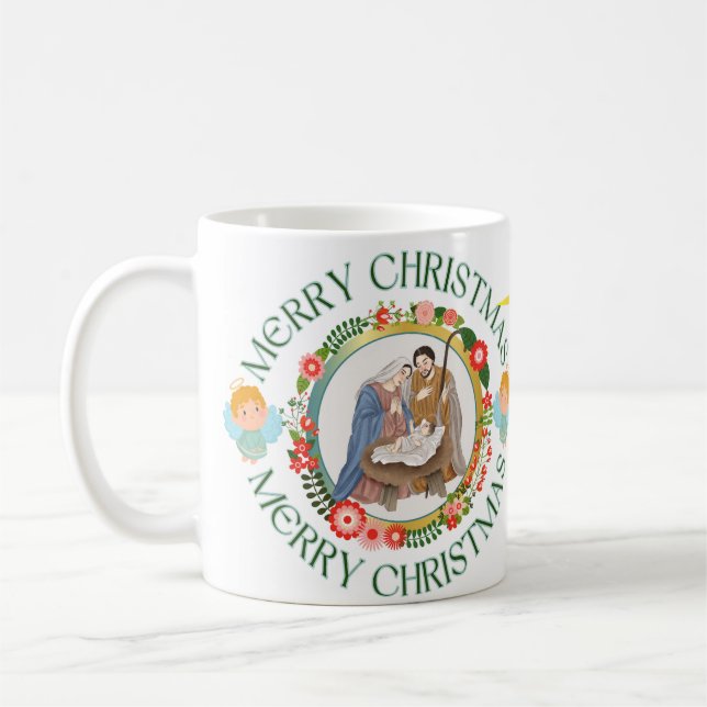 Caneca branca brilhante-Natal (Esquerda)