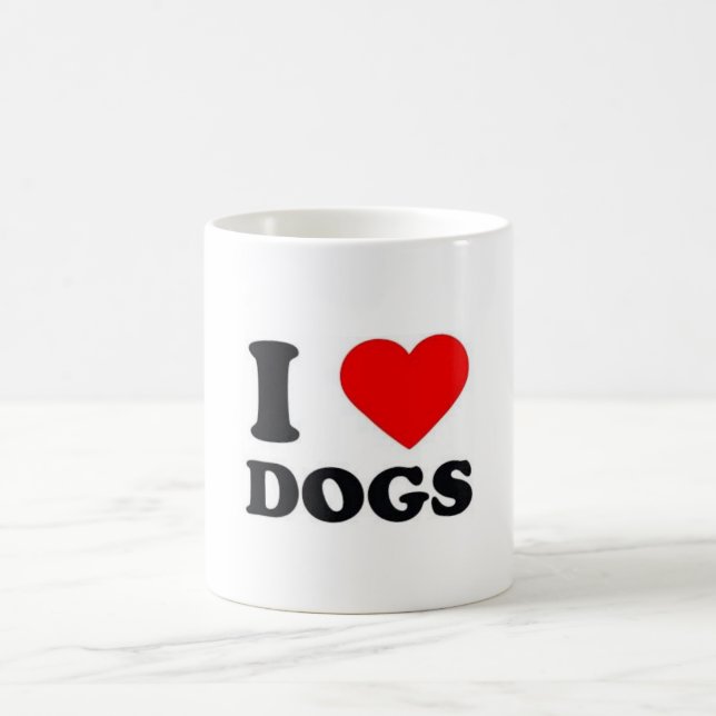 Caneca branca clássica 325 ml Designer amo Dogs (Centro)