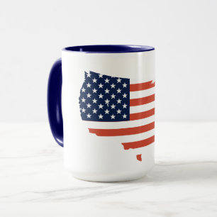 Caneca Branca com Contorno Moderno do Mapa dos EUA