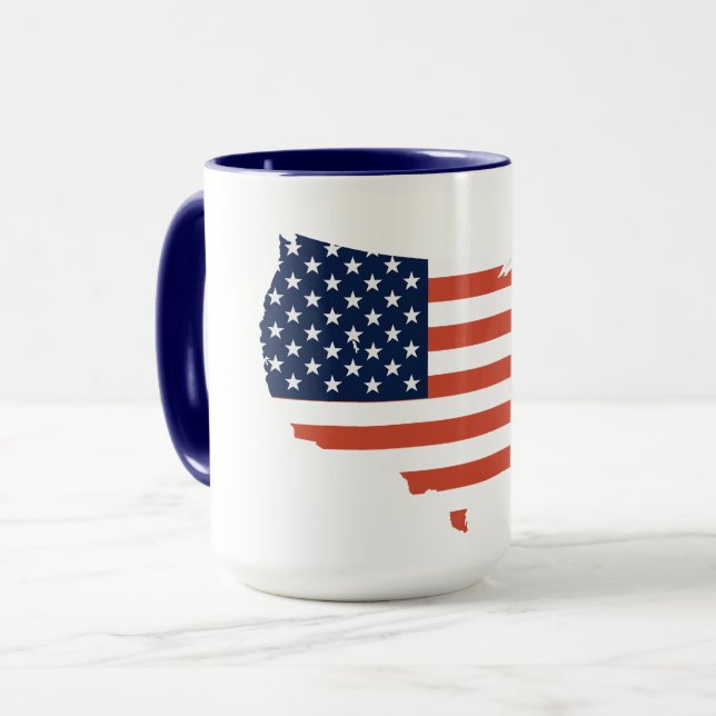 Caneca Branca com Contorno Moderno do Mapa dos EUA (Frente Esquerda)