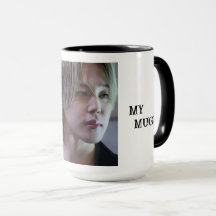 Caneca branca com foto do Jimin