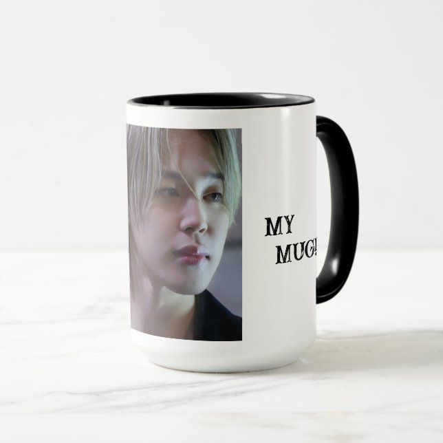 Caneca branca com foto do Jimin (Frente Esquerda)