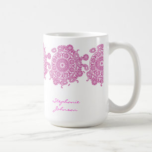Caneca branca/cor-de-rosa do ornamento elegante