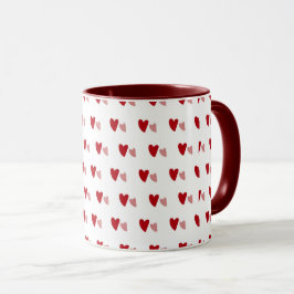 Caneca Branca – Corações Ondulados Escuros e Claro