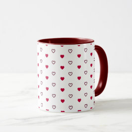 Caneca Branca – Corações Vermelho Escuro
