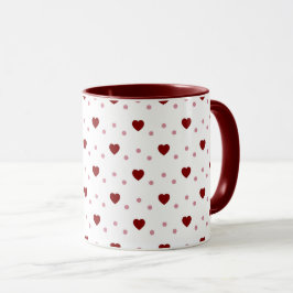 Caneca Branca – Corações Vermelhos Escuros e Claro