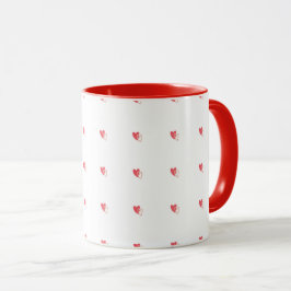 Caneca Branca – Corações Vermelhos Pequenos com Ce