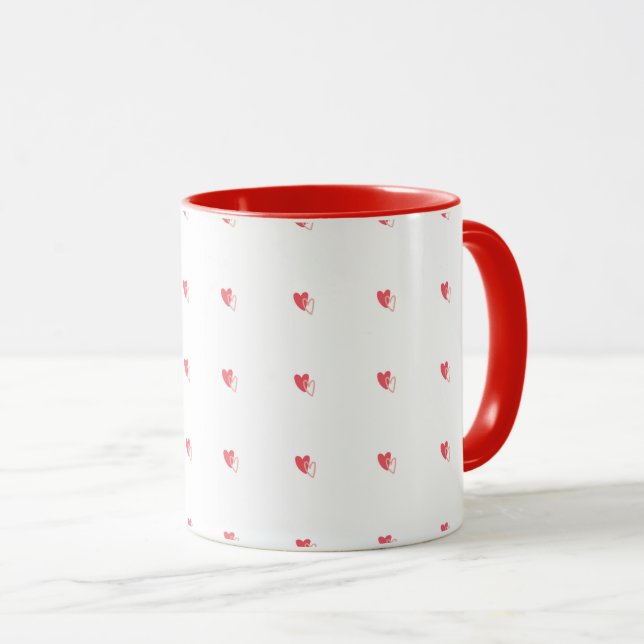 Caneca Branca – Corações Vermelhos Pequenos com Ce (Frente Esquerda)