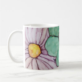 Caneca branca de café clássica "Flores de Tinta 2"