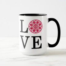 Caneca branca do AMOR & preta vermelha