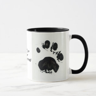 Caneca branca do impressão da pata do tigre