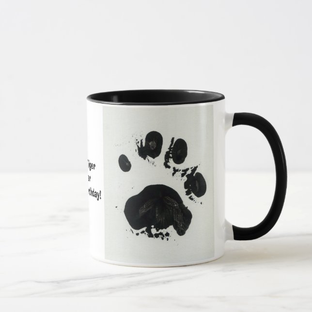 Caneca branca do impressão da pata do tigre (Direita)