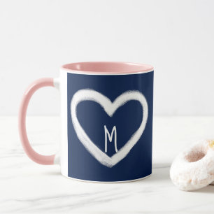 Caneca branca dos namorados do coração do marinh