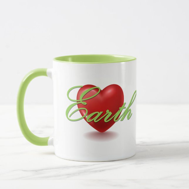 Caneca branca e verde Ame a Terra (Esquerda)
