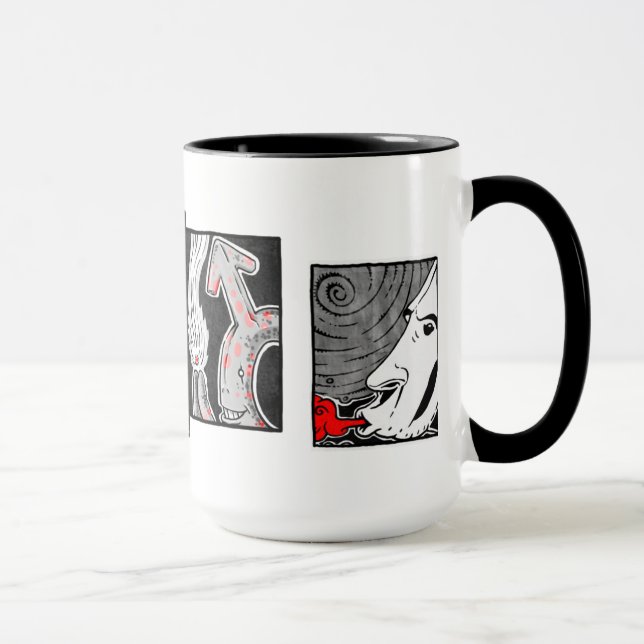 Caneca branca e vermelha preta (Direita)
