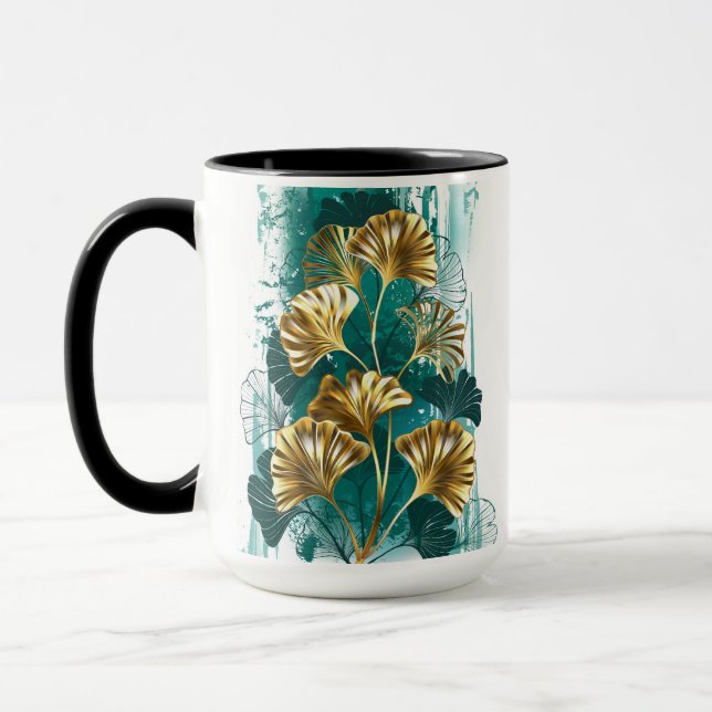 Caneca Branch with Golden Leaves Ginko Biloba (Esquerda)