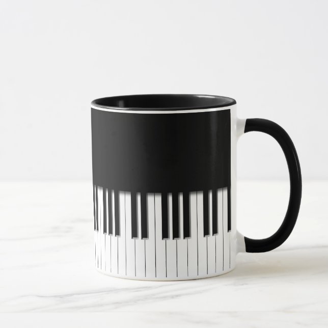 Caneca - branco do preto do teclado de piano (Direita)