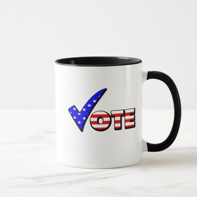 Caneca Branco do voto & azul vermelhos (Direita)