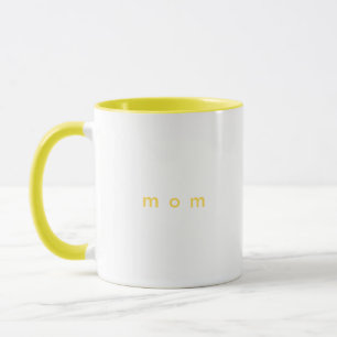Caneca Branco Mãe de Texto Personalizado Amarelo Minimali