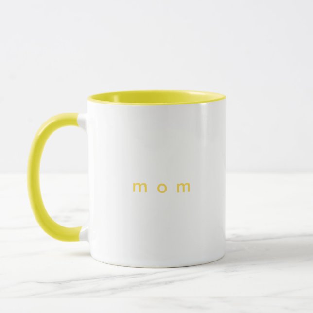 Caneca Branco Mãe de Texto Personalizado Amarelo Minimali (Esquerda)