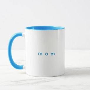 Caneca Branco Mãe de Texto Personalizado Azul do Céu Mini