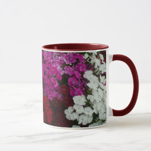 Caneca Branco, Rosa e Vermelho Dianthus Floral