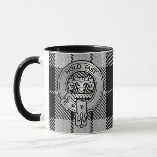 Caneca Brasão da Clan MacLeod & Tartã Preto e Branco