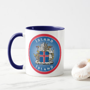 Caneca Brasão de Armas da Islândia em Forma de Círculo