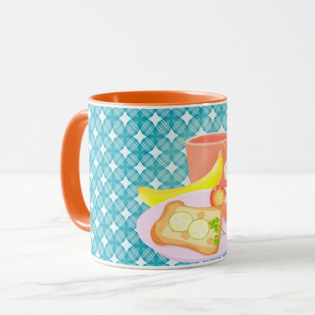 Caneca Breakfas Gingham (Frente Esquerda)
