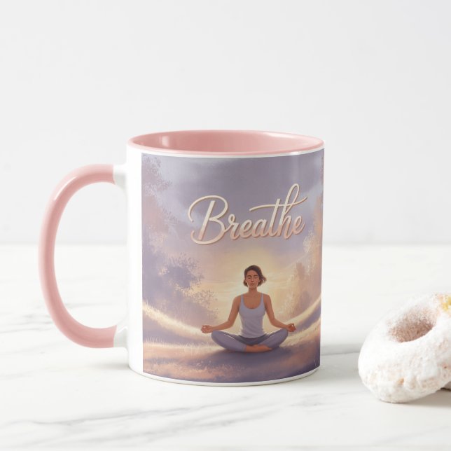 Caneca Breathe Meditation Mug Lavender Sky (Com Donut)