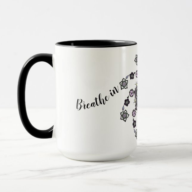 Caneca Breathe Modern spiral flower mandala (Esquerda)