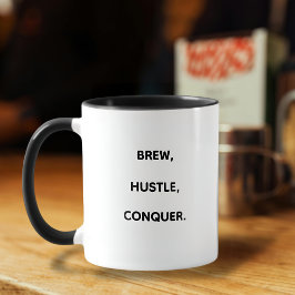 Caneca BREW, HUSTLE, CONQUISTA motivacional Típica Mug