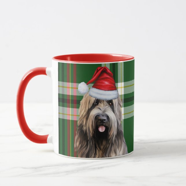 Caneca Briard Shepherd Dog Green Holiday Natal (Esquerda)